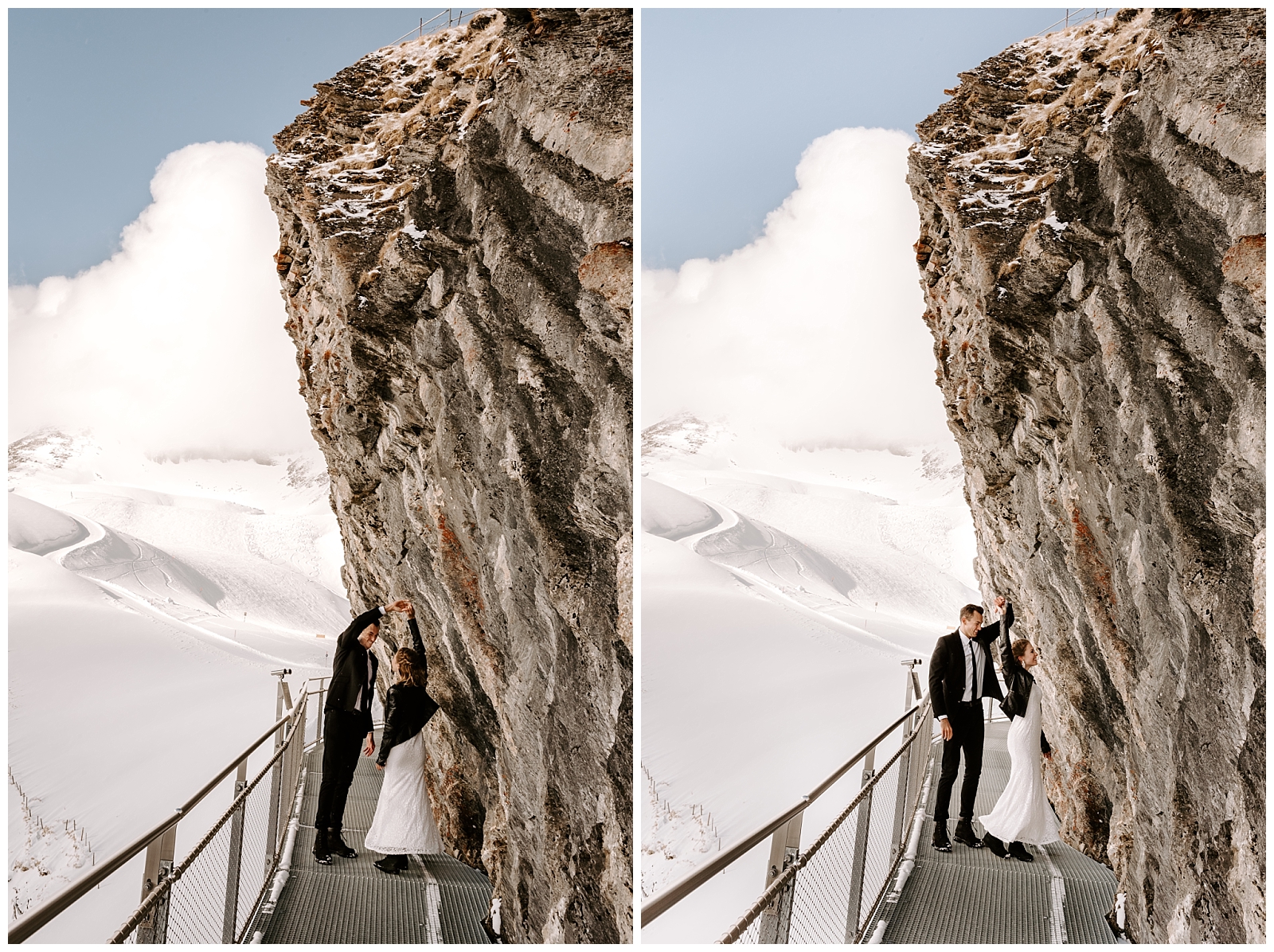 winter elopement in Switzerland in the mountains