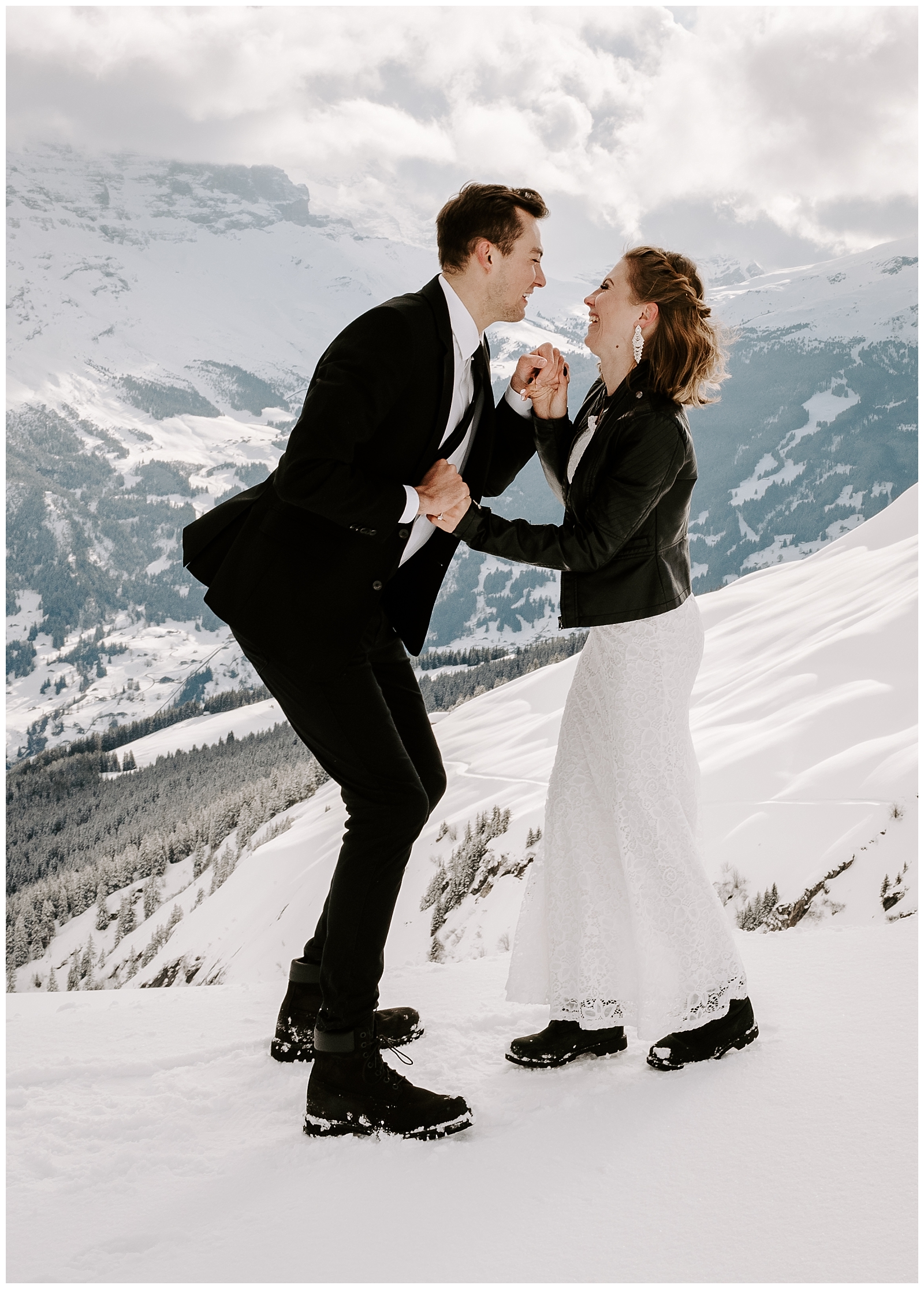 winter elopement in Switzerland in the mountains
