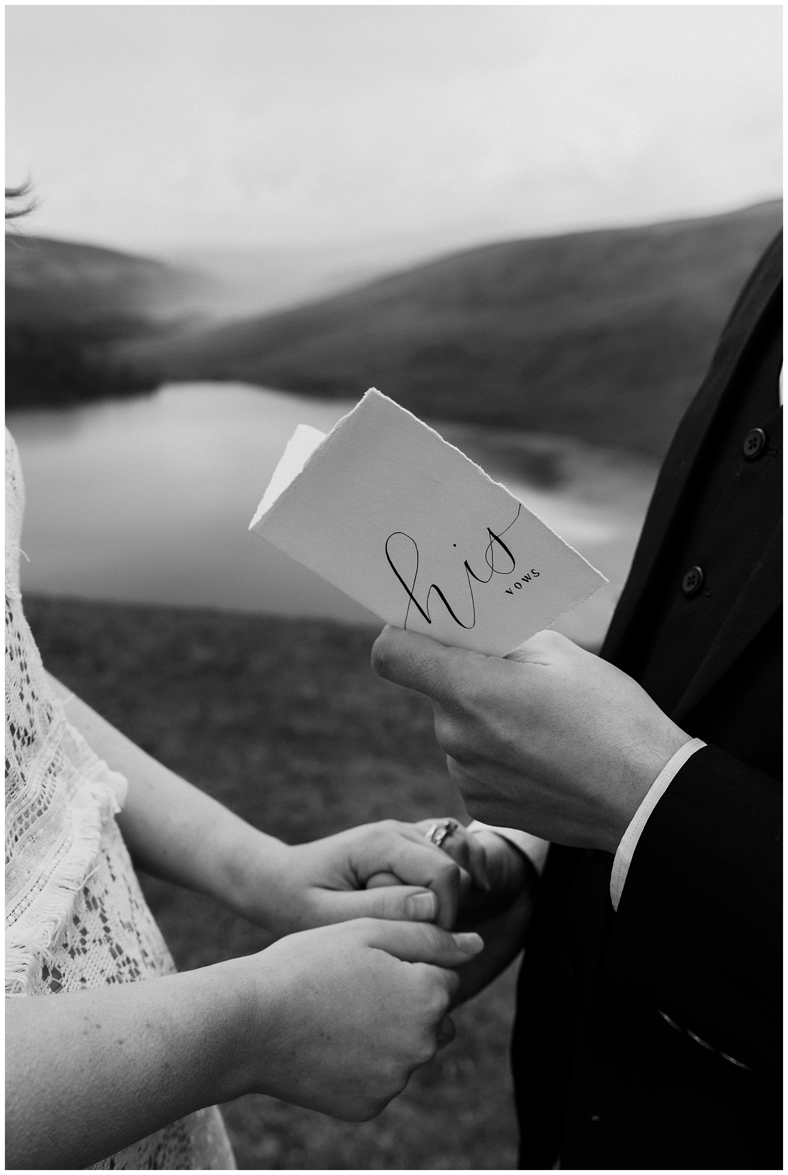 Couple reads vows from their vow books during their wedding ceremony in Ireland