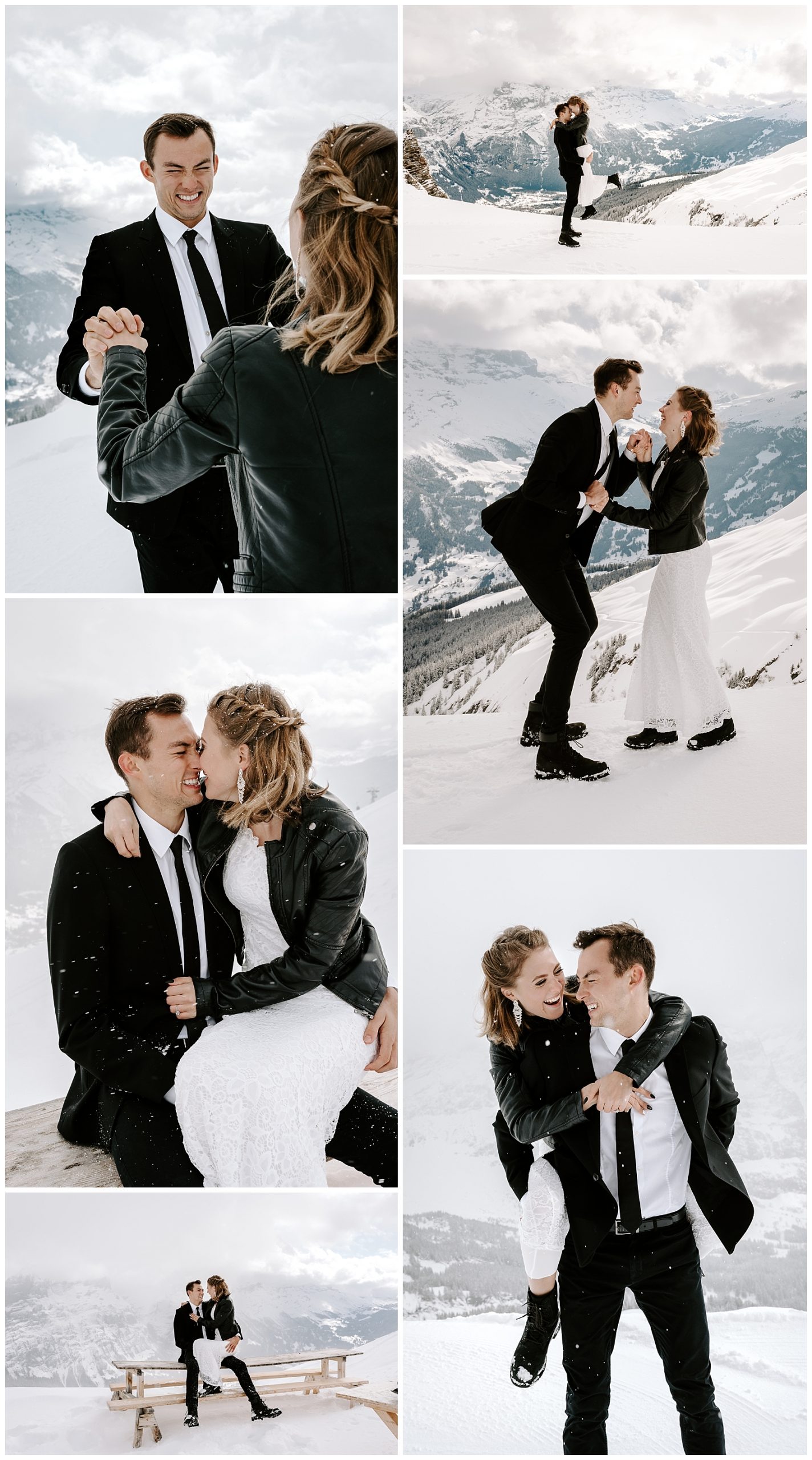 bride and groom elope during winter