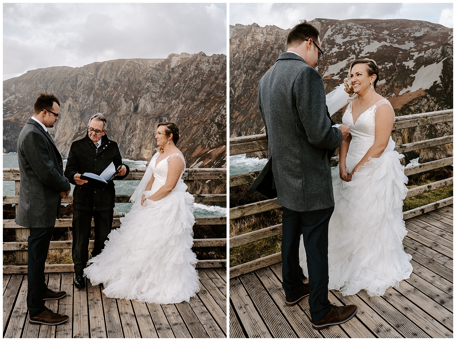 Beautiful couple eloping in Ireland as they say their vows.