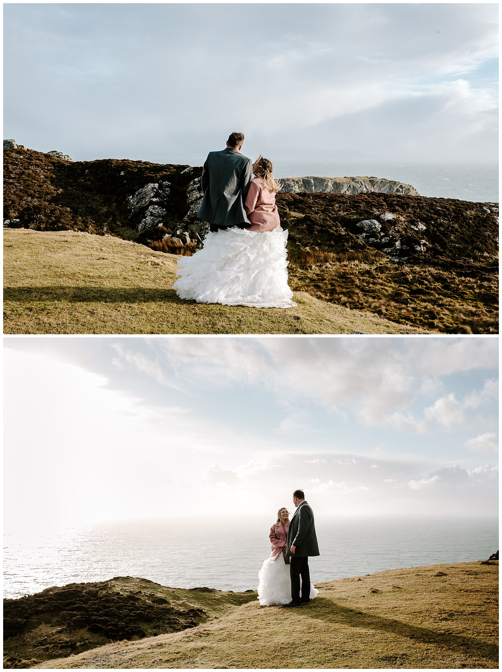 adventurous couple eloping in Ireland along the coast