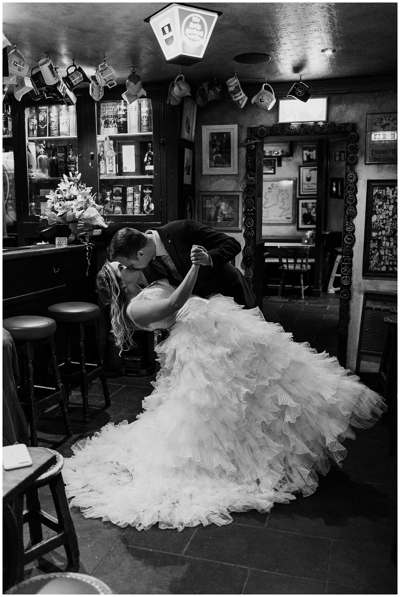 couple dances in pub to celebrate eloping in Ireland.