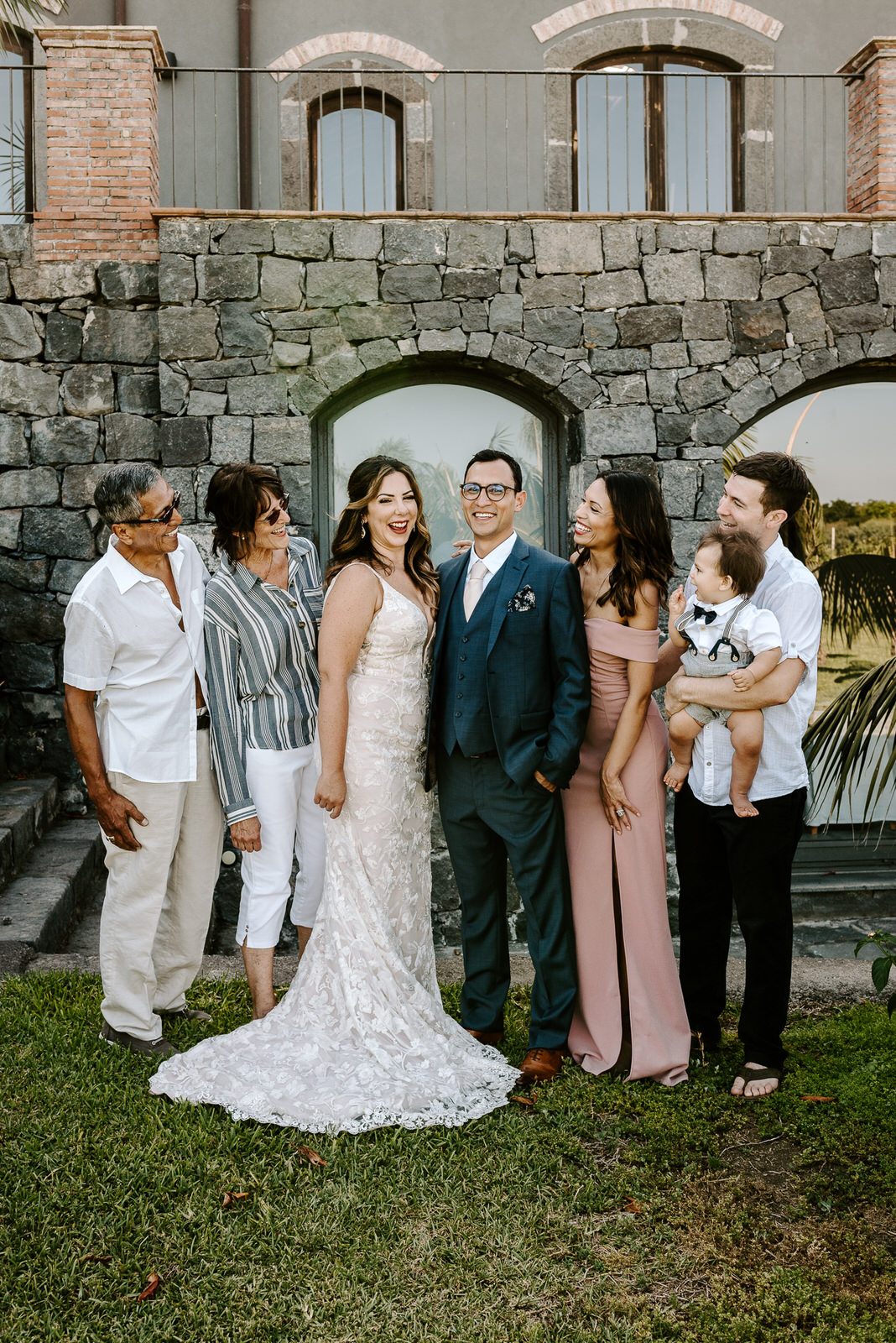 bride and groom enjoy eloping with family