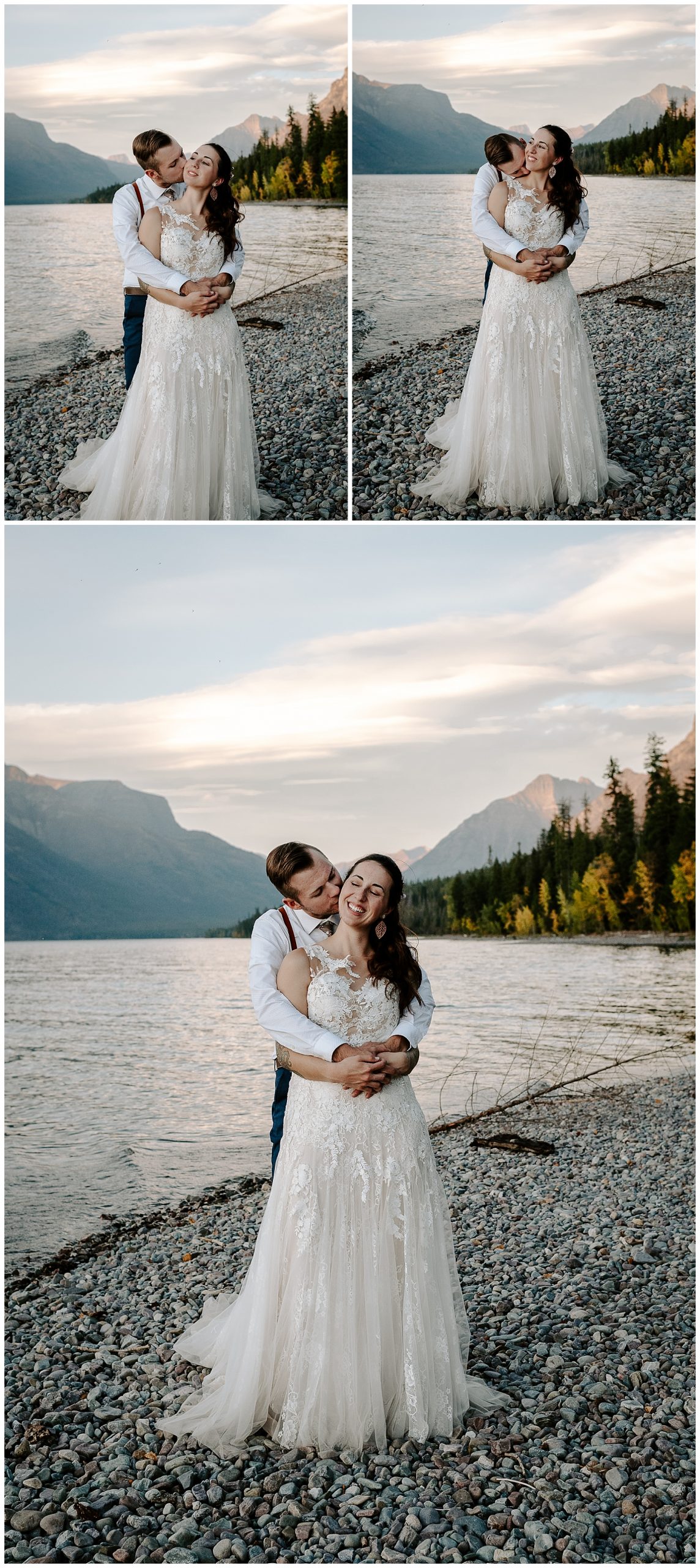 couple laughs and hugs on their elopement day