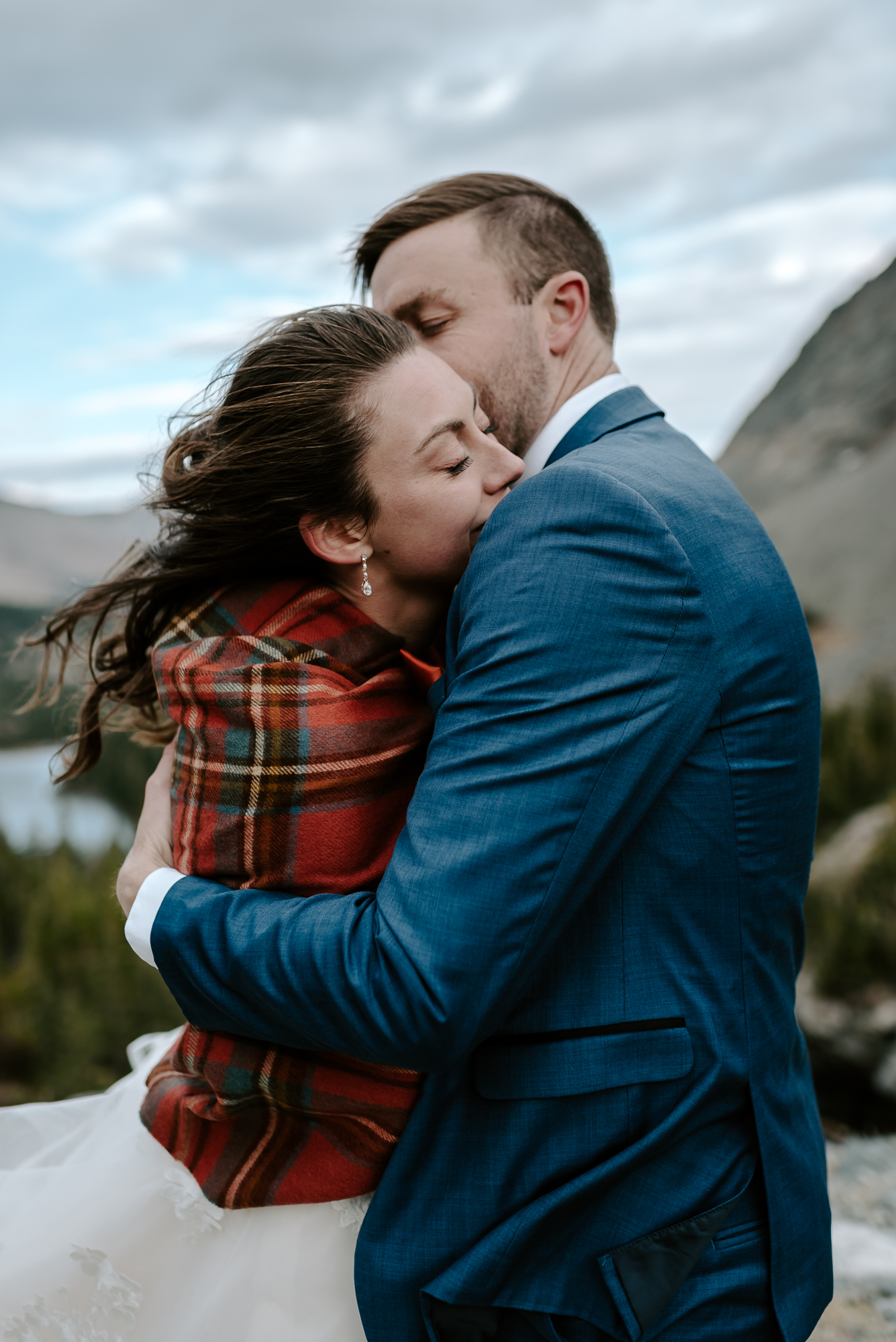 Couple embraces each other during their elopement