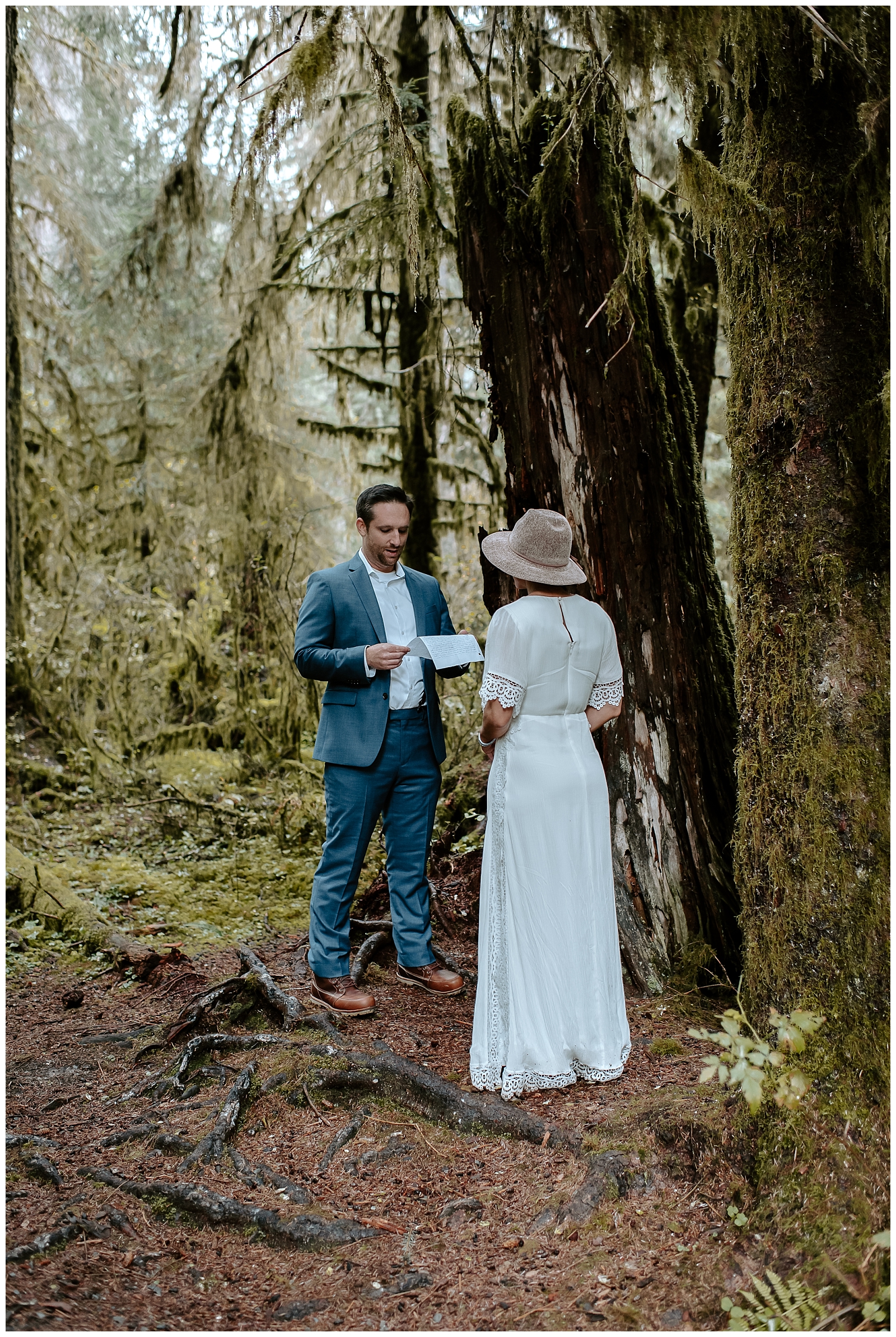 bride and groom get married in hoh rainforest