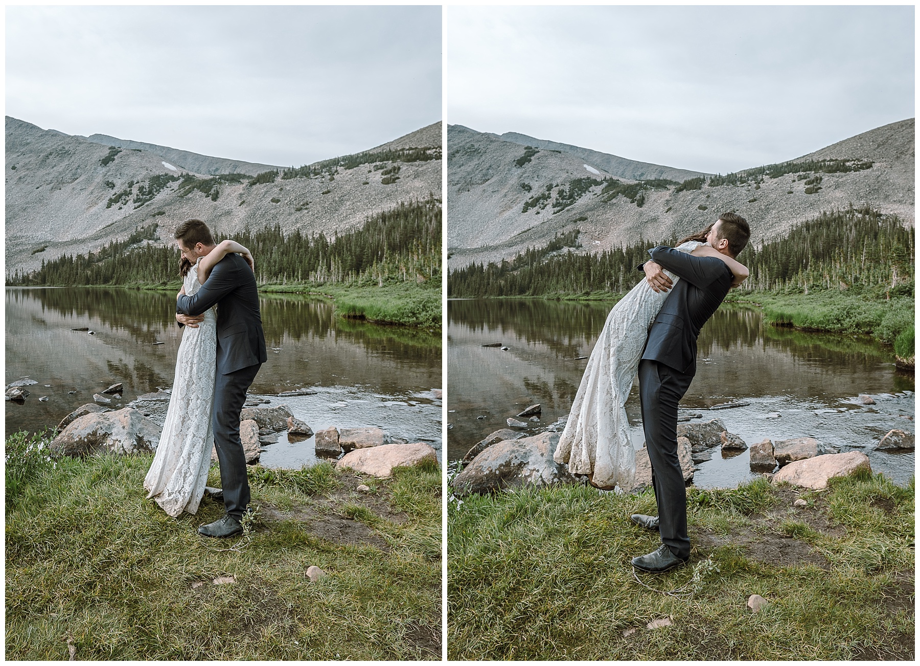 couples says vows to each other at their indian peaks wilderness elopement