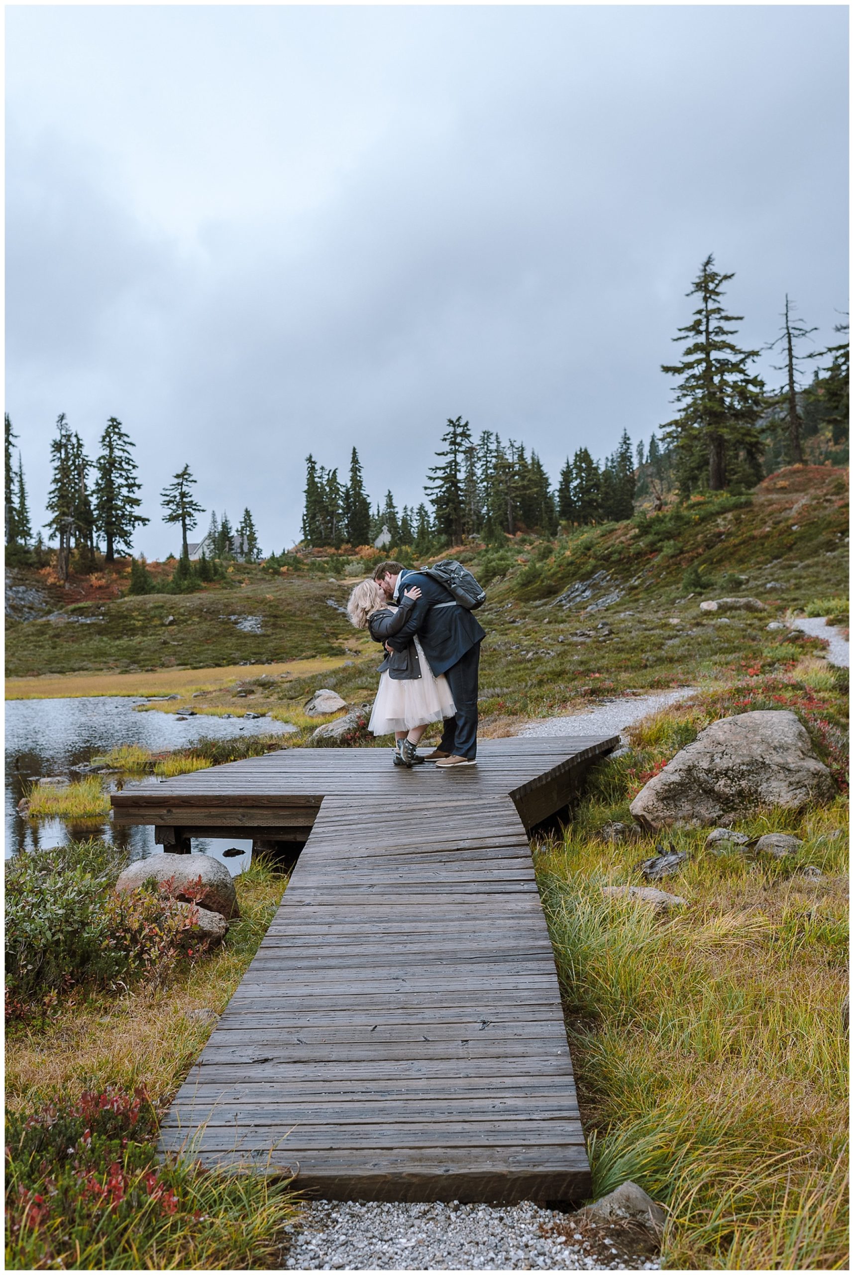 adventurous couple goes hiking at Artist Point for their elopement