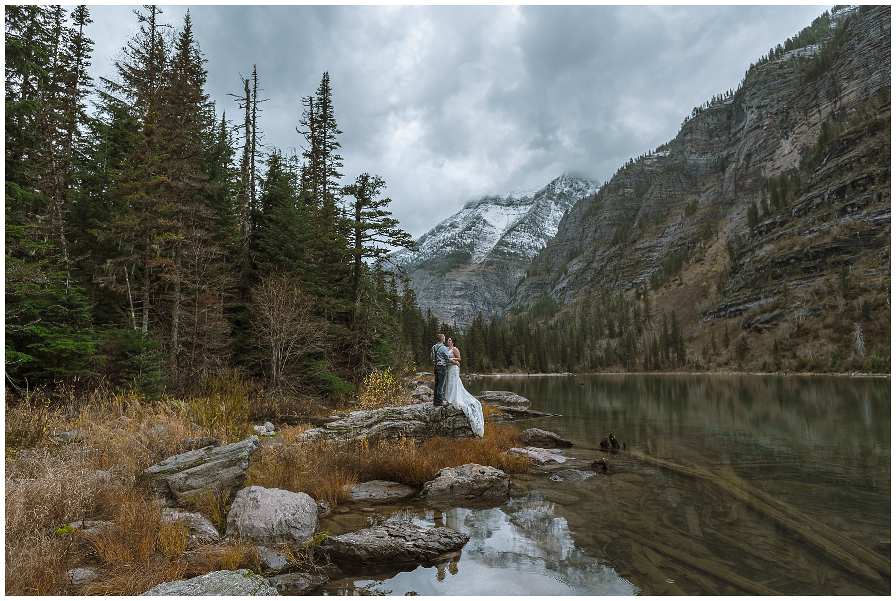 adventurous couple gets married at Avalanche Lake in Glacier National Park