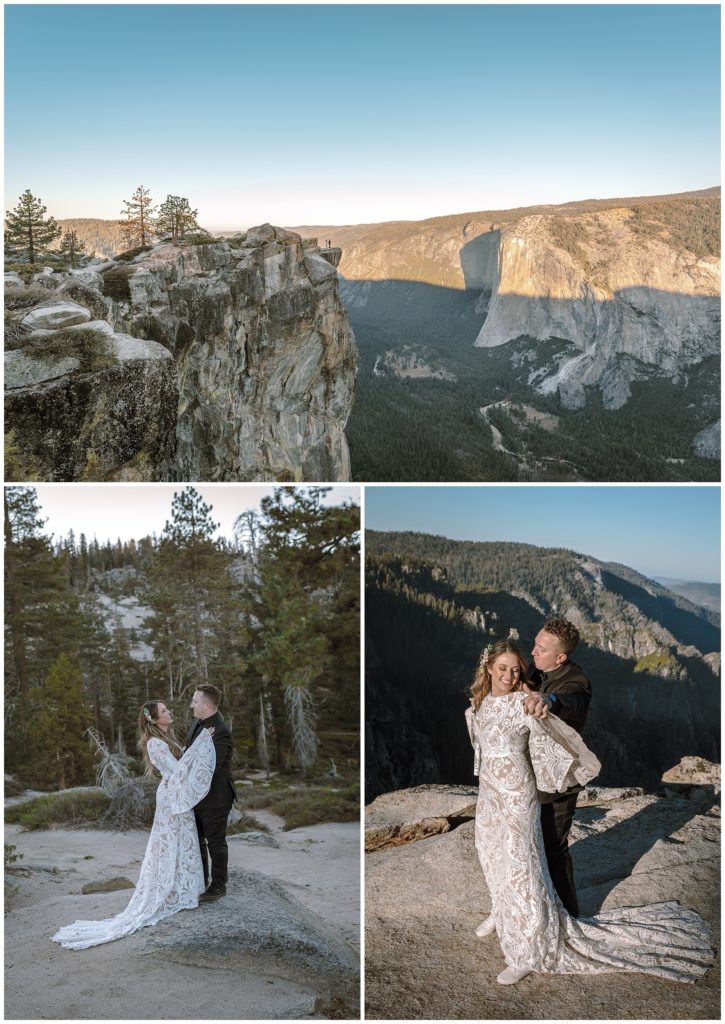 adventurous couple says vows at Taft Point in Yosemite National Park